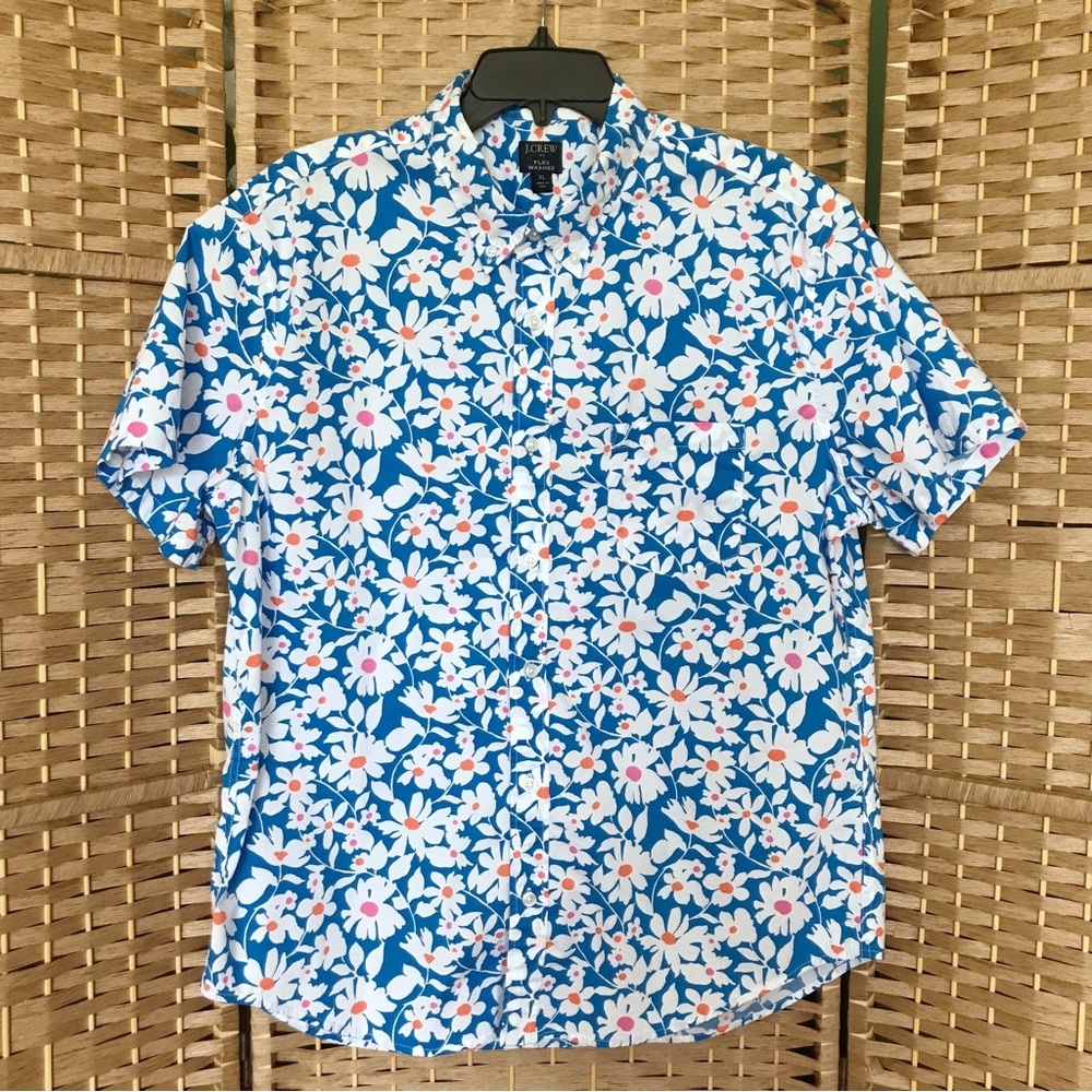 J Crew Factory Flex Wash Floral Short Sleeve Shirt